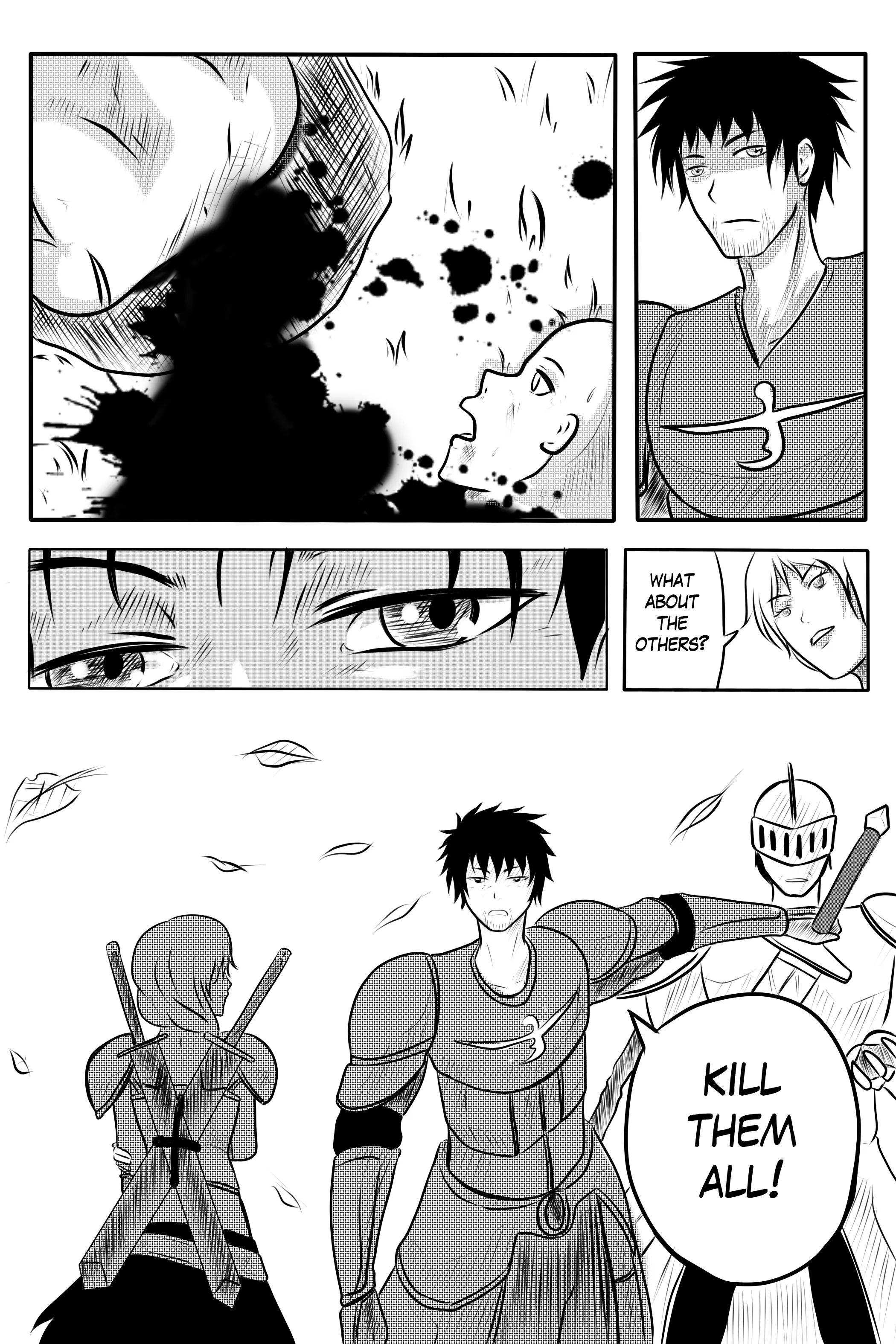 Illustrated by Dapit: the Commander turns and throws out an arm toward the kneeling prisoners as Natasha watches.