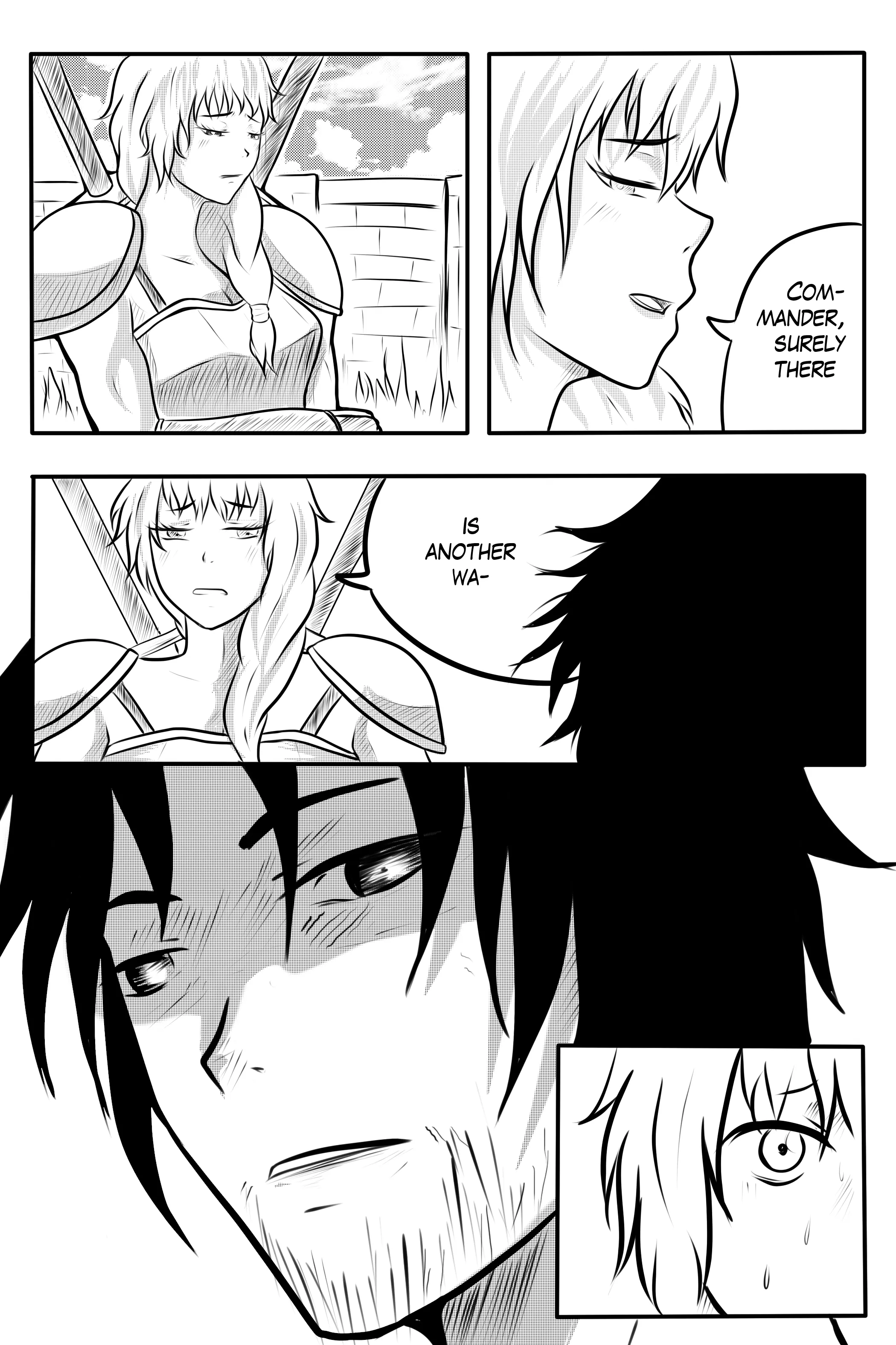 Illustrated by Dapit: Natasha starts to argue and stops at the Commander's blank stare, which fills the page.